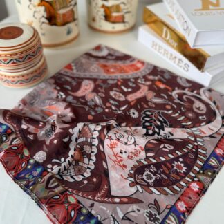 Etro Etnik Desen Pamuk Soft Eşarp 148 - Kiremit