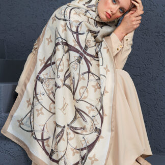 Lv Kemer Desen Pamuk Soft Şal 31230 - Ekru-Bej
