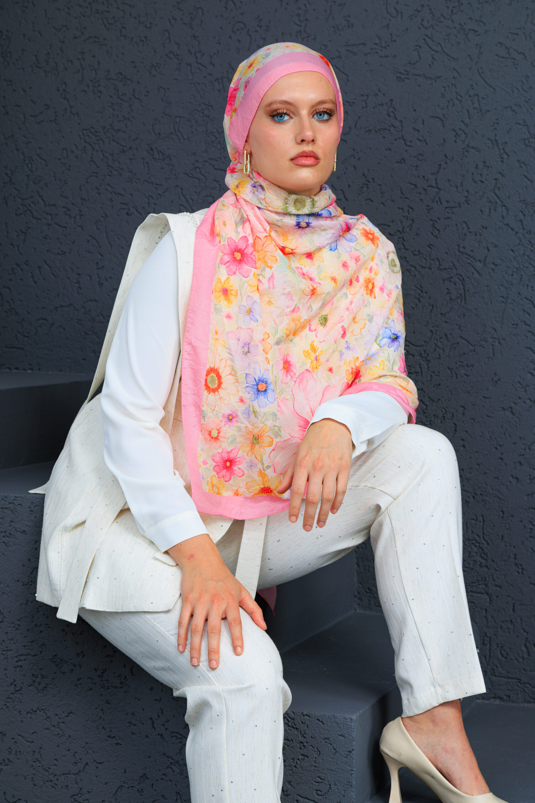 Eleya Şal Serisi - 469-008 - V- 2 - Pamuk Şekeri - Görsel 4