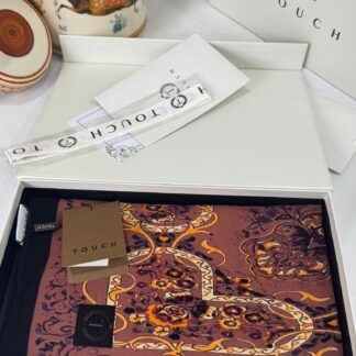 Touch İthal Etnik Desen Pamuk İpek Şal- 99990 Açık kahve