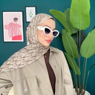 Dior Desenli İpek Kaşmir Çift Taraflı Şal 78002 - Kahve