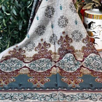 Hint Etro Desenli Pamuk Soft Şal - 658960 - Petrol-Bordo