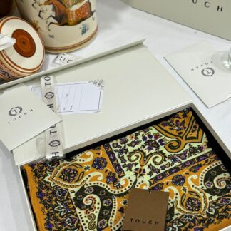 Touch İthal Etnik Desen Yün İpek Şal- 34550 - Hardal