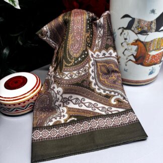 Yeni Etnik Pamuk Soft Şal 65301 - 65301 Asker Yeşili