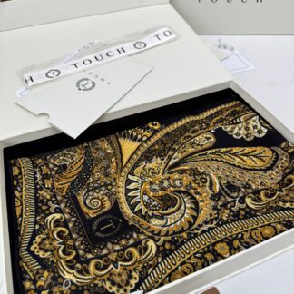 Touch İthal Etnik Desen Yün İpek Şal 34220 - Siyah Gold