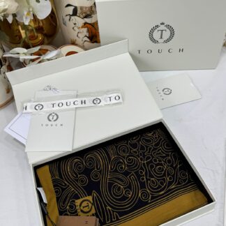 Touch İthal Etnik Desen Pamuk İpek Şal 63459- Vizon Siyah