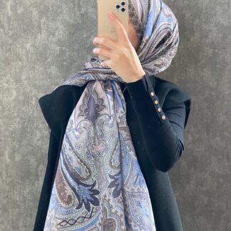 Etro Etnik Desen Pamuk Soft Şal 36631 - Bebe Mavisi