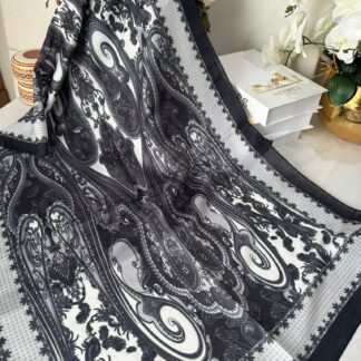 Etnik Desen Pamuk Soft Şal 83925 - SİYAH