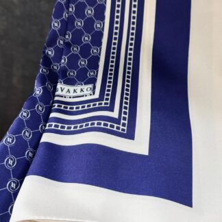 Vakko Desen Twill İpek Şal - Haki - Saks - Ekru
