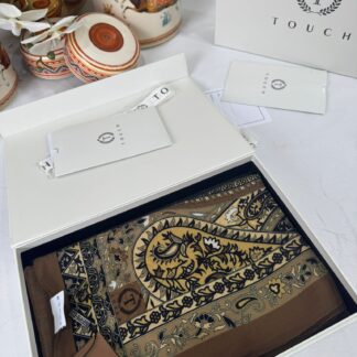 Touch İthal Etnik Desen Pamuk İpek Şal- 35440 - Kahve
