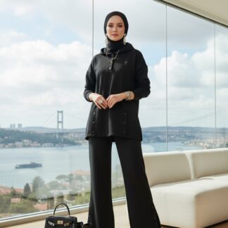 Premium Çıtçıtlı Dotta İkili Takım TK100301 - Siyah