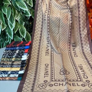 Chanel Çizgili Pamuk Soft Şal 51201 - Vizon