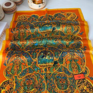 HERMES DESEN İTHAL VUAL İPEK ŞAL 15801- Turuncu