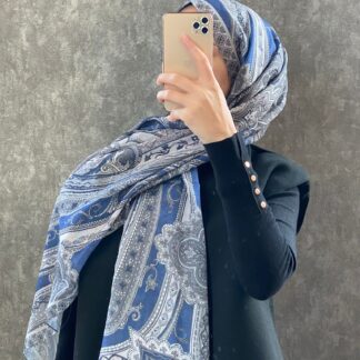 Etro Etnik Desen Pamuk Soft Şal 36631 - Lacivert