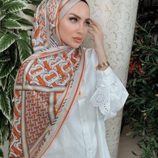 BURBERRY DESEN İTHAL VUAL İPEK ŞAL 15801- TURUNCU