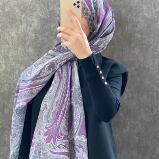 Etro Etnik Desen Pamuk Soft Şal 36631 - Mürdüm