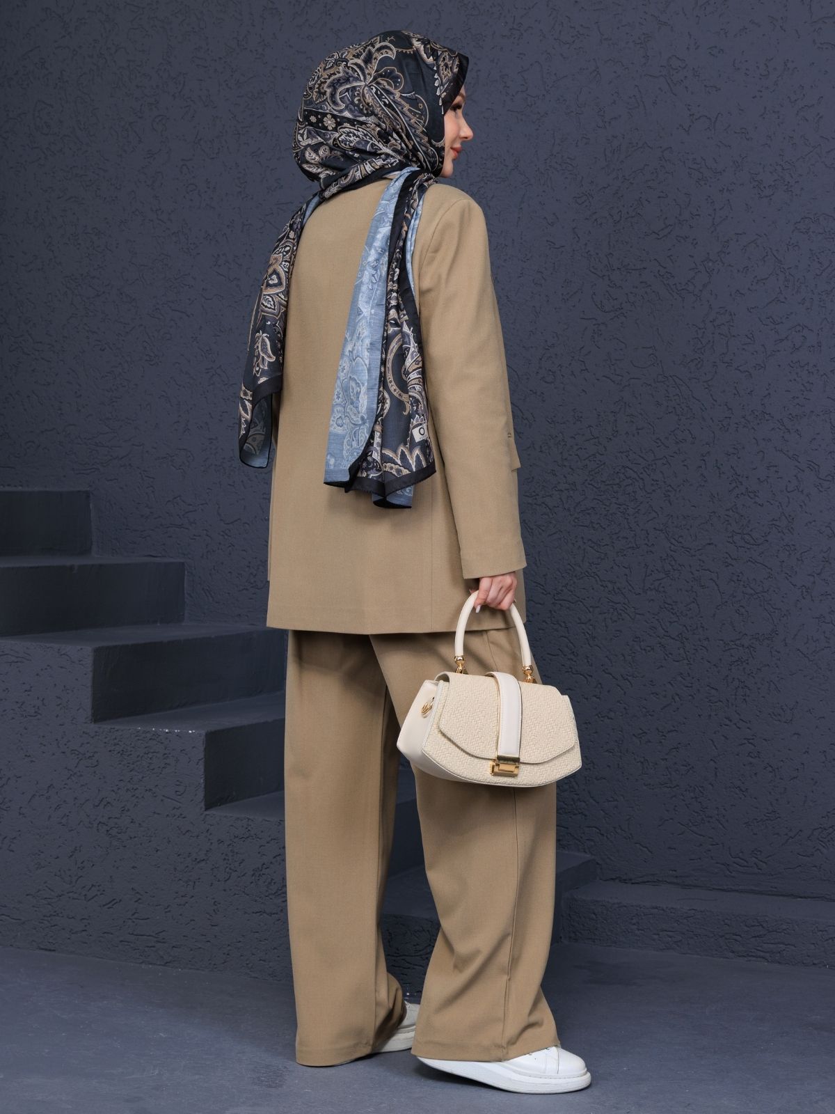 Simon Blazer Düğmeli Ceket -Pantolon İkili Takım TK100284 - Camel - Görsel 2