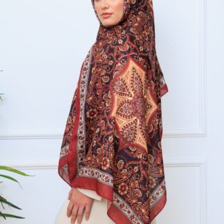 Etro Buta Desenli Pamuk Soft Şal - 377350 - Bordo Siyah