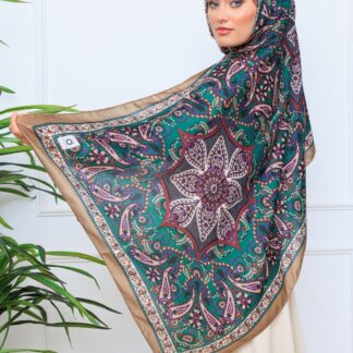 Etro Buta Desenli Pamuk Soft Şal - 377350 - Zümrüt Vizon