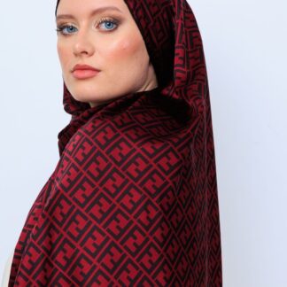 İthal Çifttaraflı Fendi İnci Vual İpek Şal-14500 -Bordo