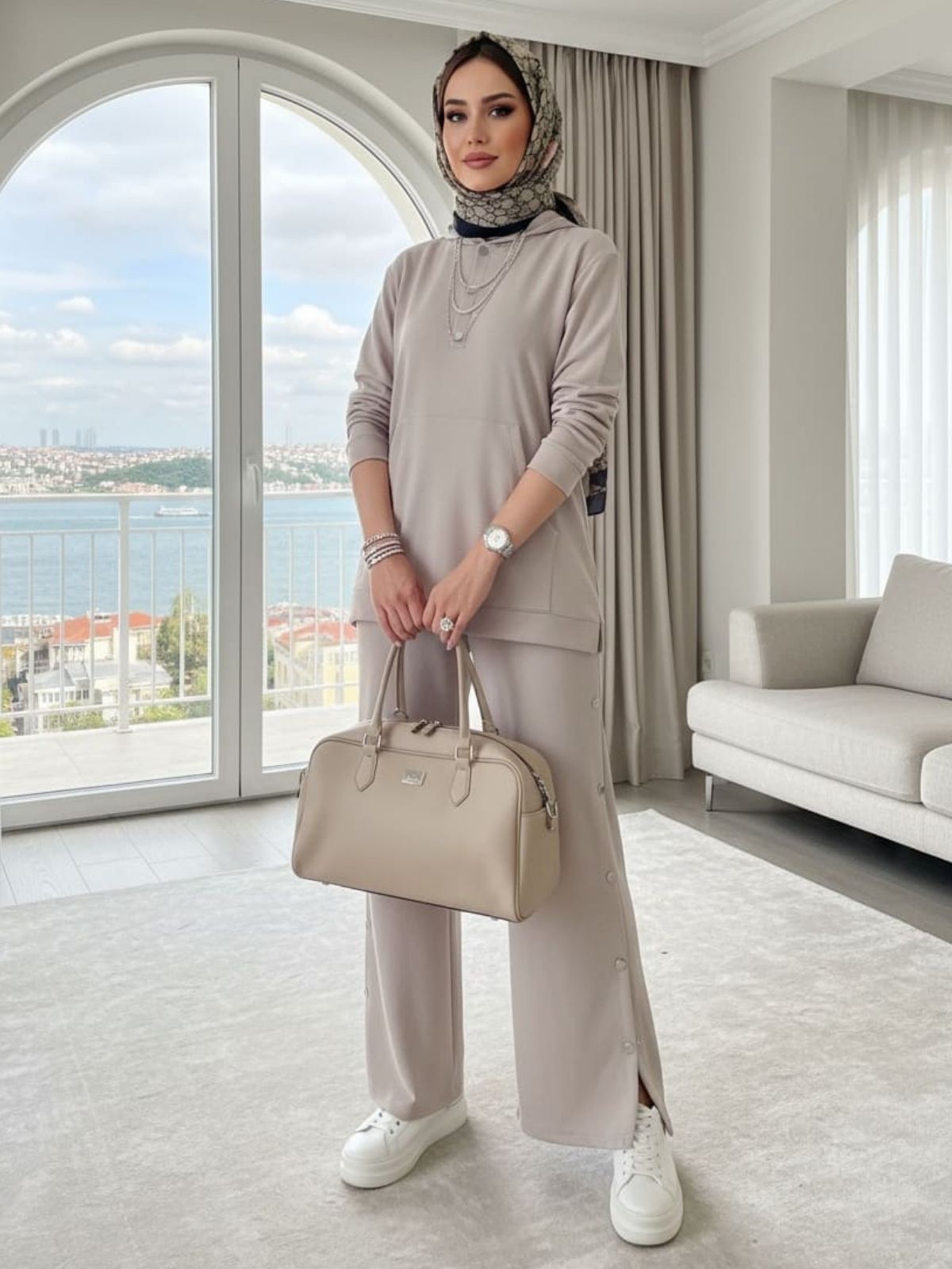 Premium Oys Çıtçıtlı İkili Takım TK100242 - Taş