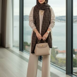 Fendi İthal Yün İpek Şal TK100301 - Kahve