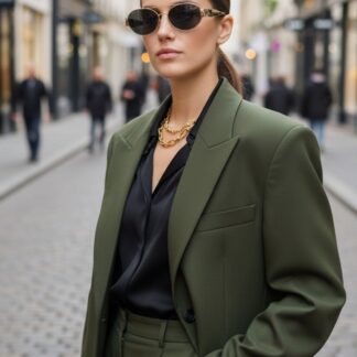 Celine Original Premium Full Set Geometrik Güneş Gözlüğü AKS100368 - Gold Siyah