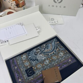 Touch İthal Etnik Desen Yün İpek Şal- 35110 - Siyah Mor
