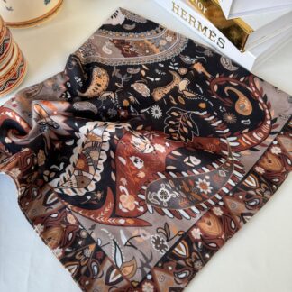 Etro Etnik Desen Pamuk Soft Eşarp 148 - Kızıl Kahve