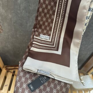Vakko Desen Twill İpek Şal - Haki - Mocha