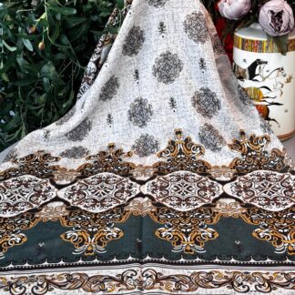 Hint Etro Desenli Pamuk Soft Şal - 658960 - Zümrüt