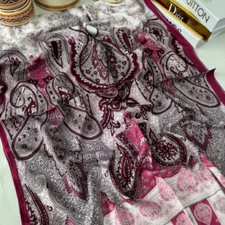 Etnik Etro Desen Pamuk Soft Şal 61534 - Mürdüm