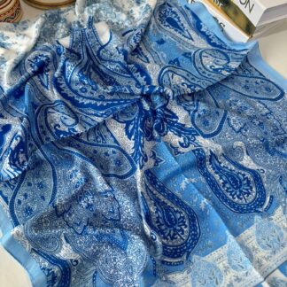 Etnik Etro Desen Pamuk Soft Şal 61534 - Mavi