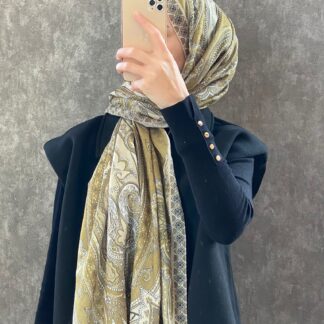 Etro Etnik Desen Pamuk Soft Şal 36631 - Yağ Yeşili