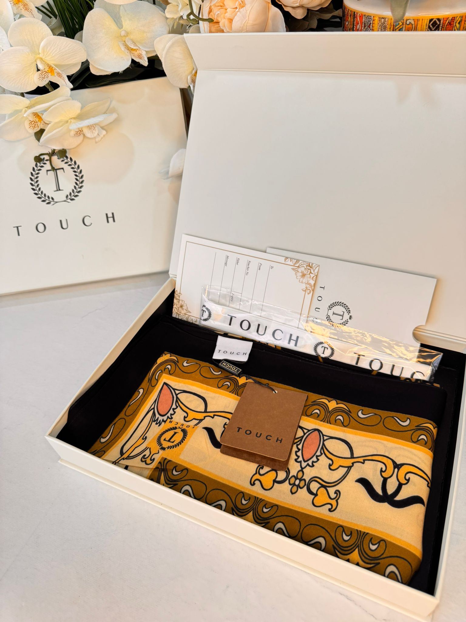Touch İthal İberya Işığı Pamuk İpek Şal 63455 - Siyah-Camel - Image 3