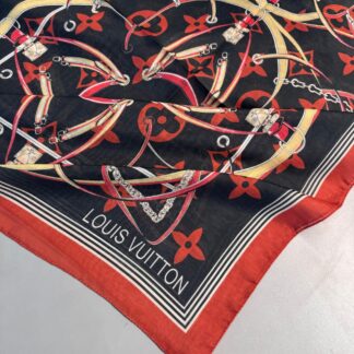 Lv Kemer Desen Pamuk Soft Şal 31230 - Siyah-Bordo