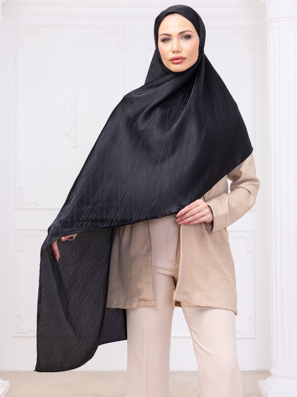 Çizgi Desen Siyah Jakar Şal (Hediye Şalımızdır) - Image 4