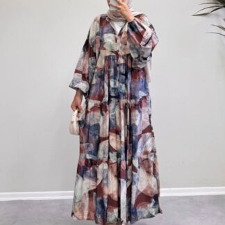 Nora Moon Elbise L10042 BÜYÜK BEDEN - Vişne