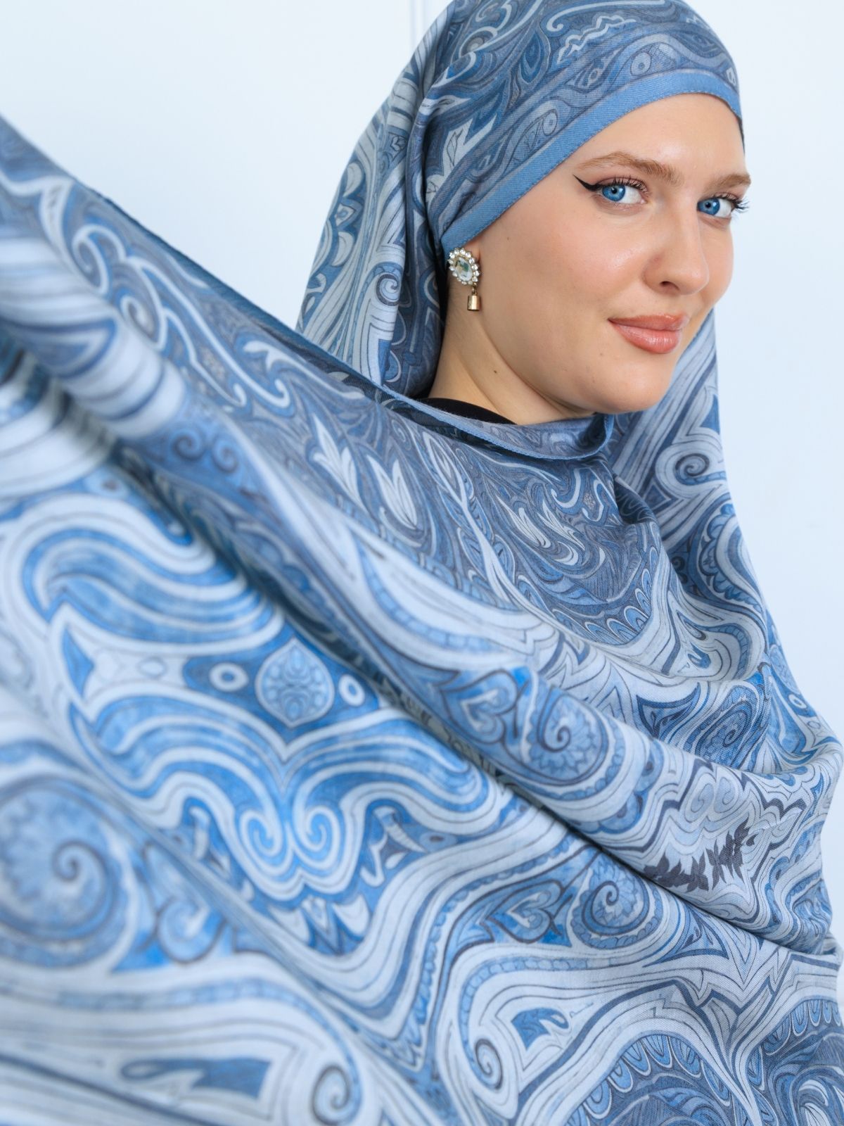 Mirşah Desen Şal 469-021 - V-5 - Buz Mavi - Image 3