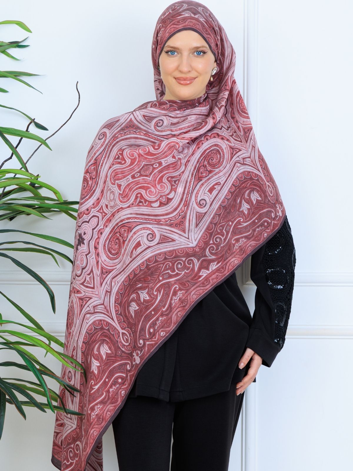 Mirşah Desen Şal 469-021 - V-3 - Vişne Çürüğü - Image 4