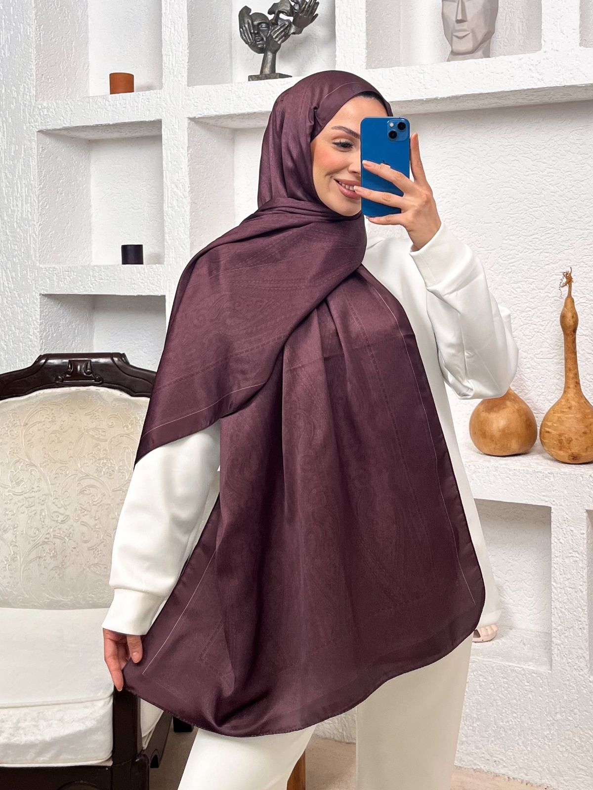 Nisyan Vual İpek Şal-901465-Acıkahve