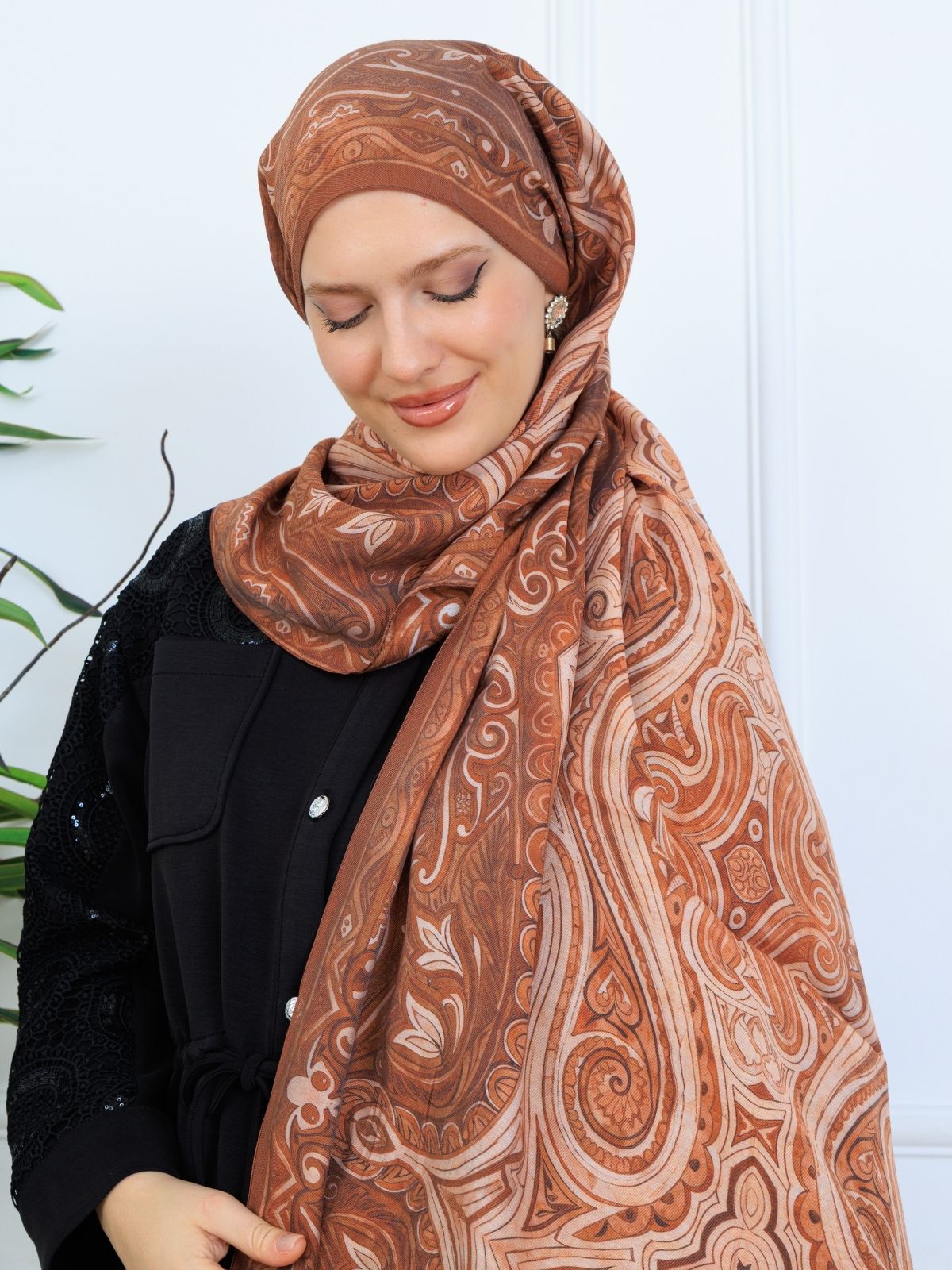 Mirşah Desen Şal 469-021 - V-12 - Taba - Image 3