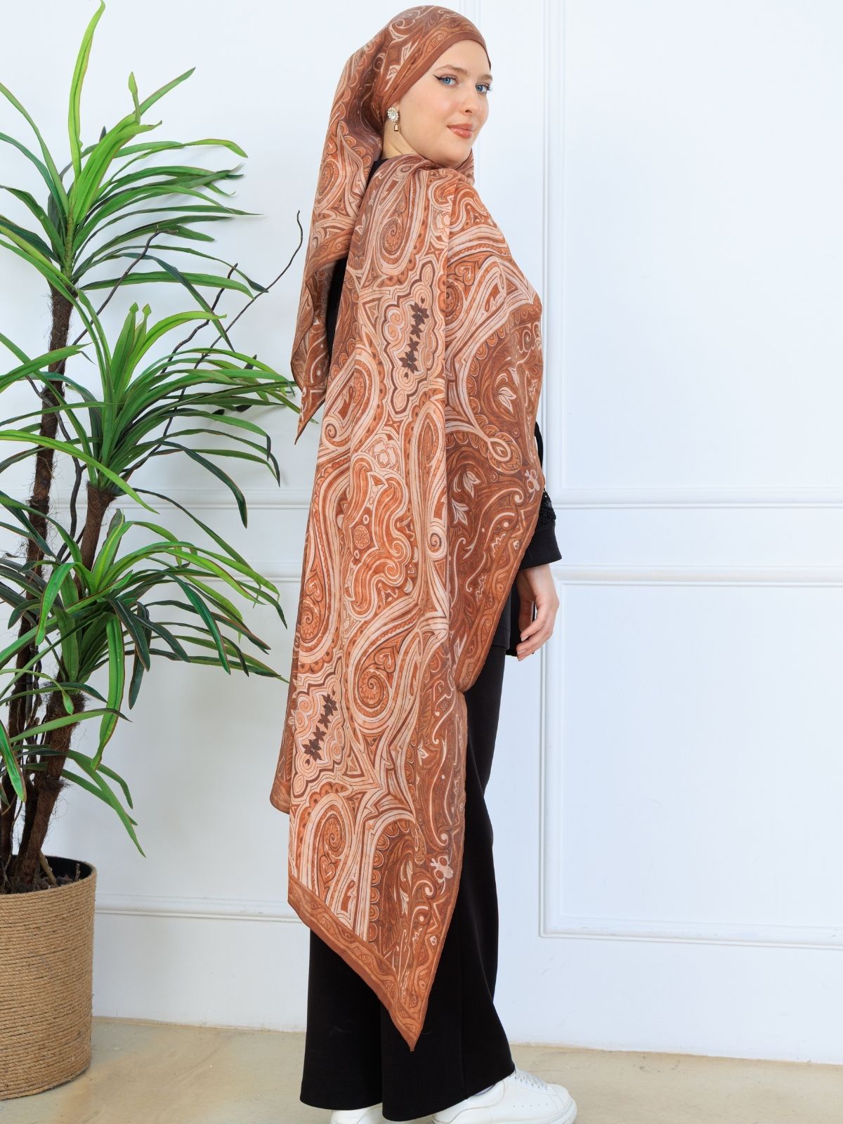 Mirşah Desen Şal 469-021 - V-12 - Taba - Image 4