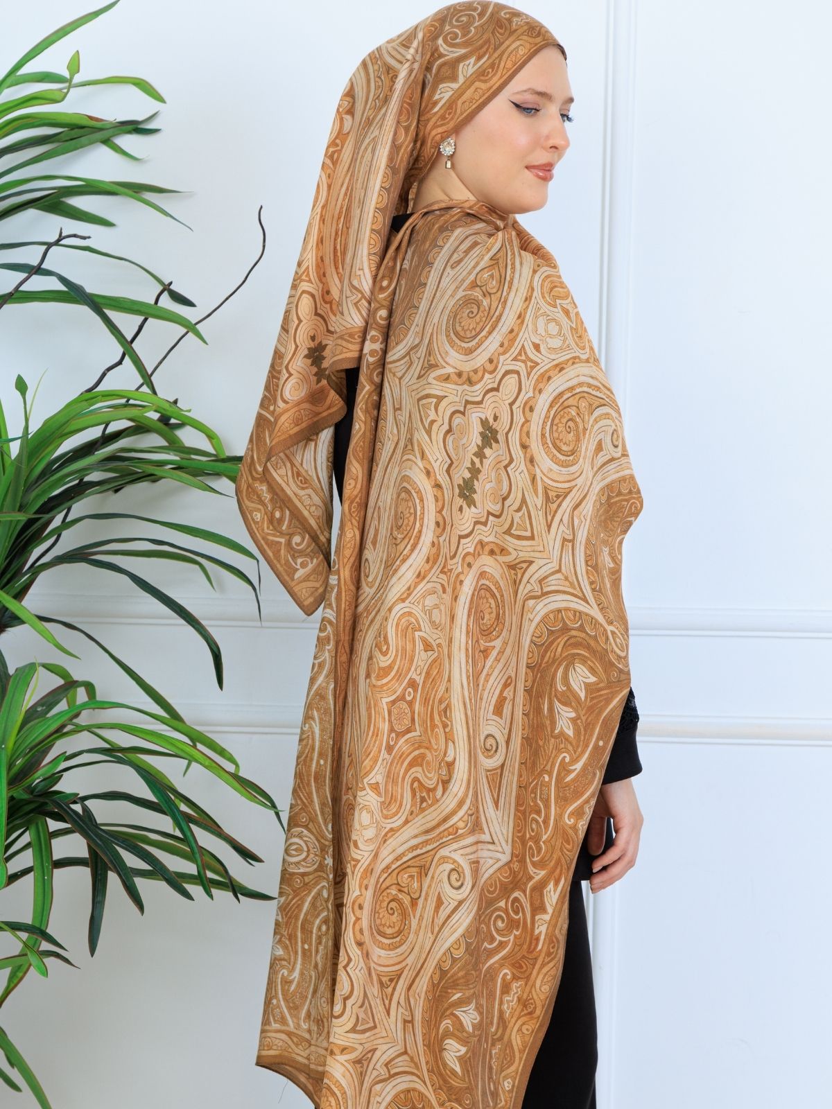 Mirşah Desen Şal 469-021 - V-10 - Karamel - Image 4