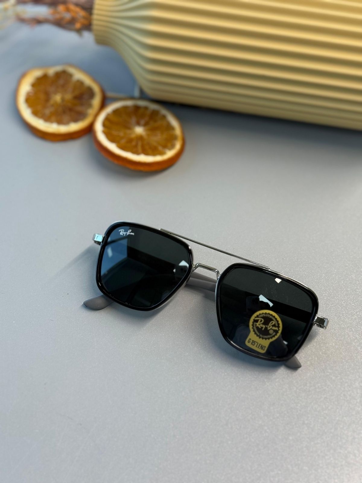 Ray-Ban Retro Square - Gümüş Krom - Koyu Yeşil Güneş Gözlüğü