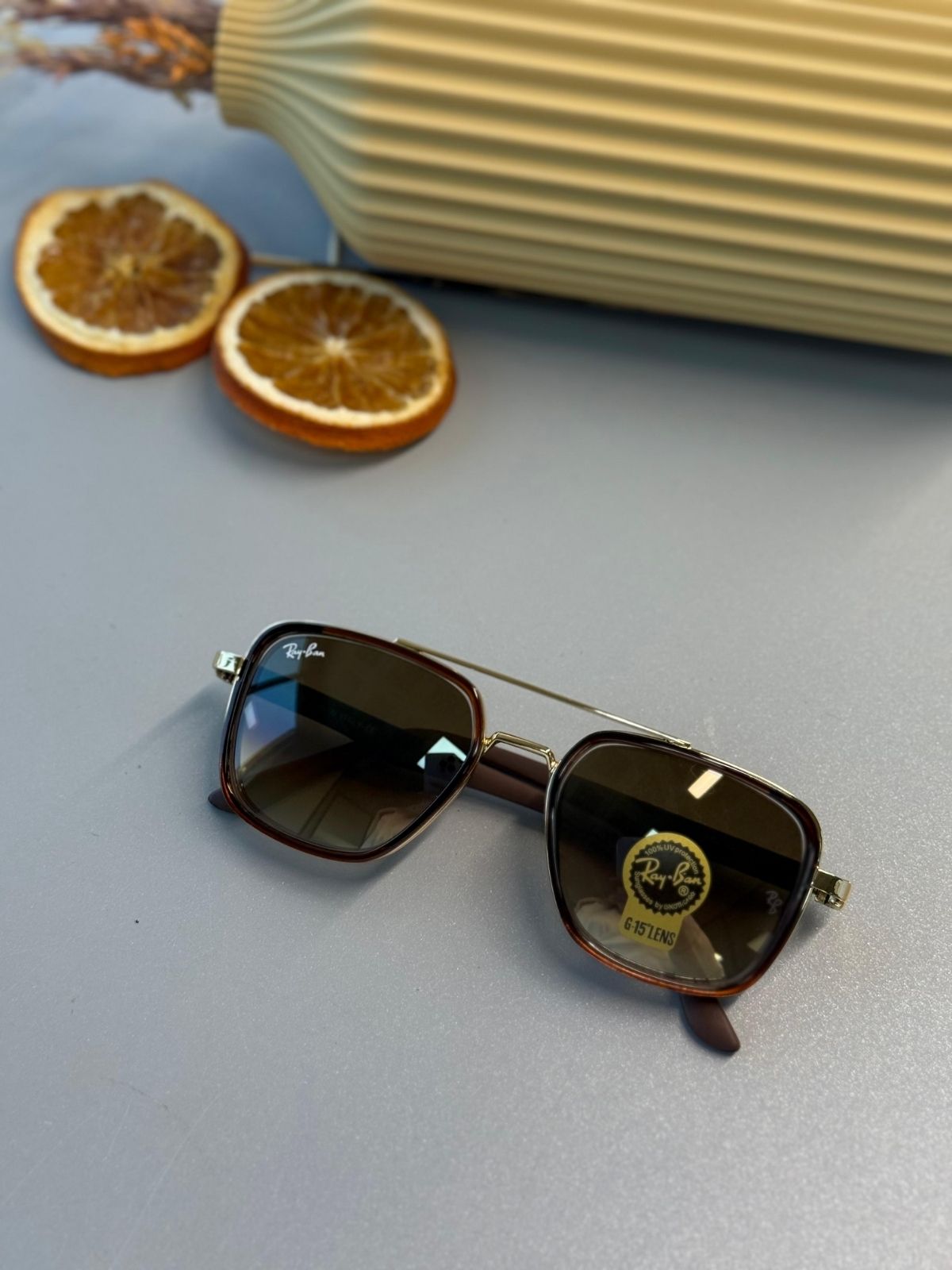 Ray-Ban Retro Square - Altın Krom - Degrade Kahverengi Güneş Gözlüğü