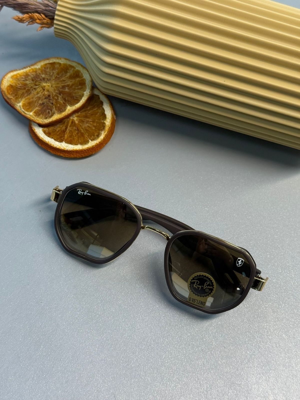 Ray-Ban Unisex Octagonal Classic - Arista Gold Çerçeve - Kahve Gradient Güneş Gözlüğü