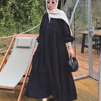 Messline Desen Elbise L10065- Siyah