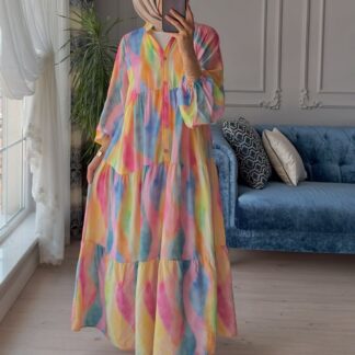 Suluboya Desen Elbise L10098 - Rengarenk