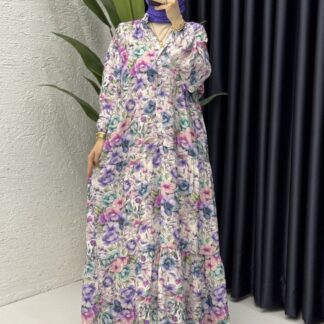 Jasmine Çiçek Bahçesi Elbise ELB100231 - Lavanta